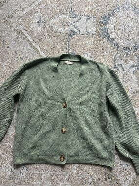 Altar'd State Olive Sage Button-Front Knit Cardigan
